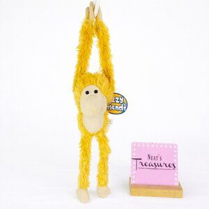 Greenbrier FUZZY FRIENDS Hanging Yellow Monkey 13" Smiling  Animal Plush NEW